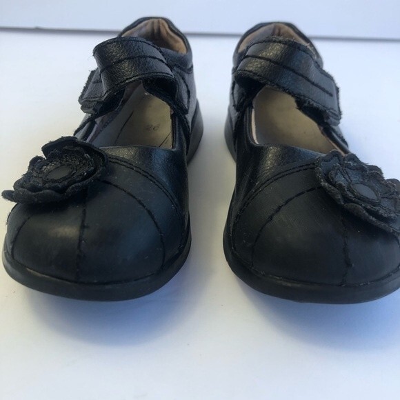 Pediped Flex Black Leather Maryjane Shoes Flower 9 - Picture 2 of 12